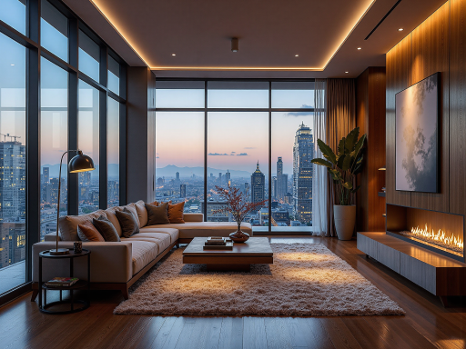 临水高层公寓,大面积落地窗设计,湖景优美,现代建筑风格